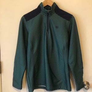 Ariat Large Blue and Green Striped Pullover Jacket